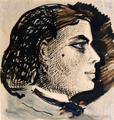Manuscript Page with Portrait of Berthe, Baudelaire